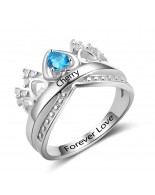 Personalized Birthstone Ring, Sterling Silver Personalized Engravable Ring JEWJORI102880